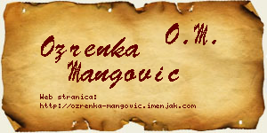 Ozrenka Mangović vizit kartica